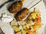 Chiche-kebab de merguez et legumes rôtis au zaatar