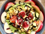 Légumes rôtis au piment d’Espelette, crème d’avocat, figue et pomme