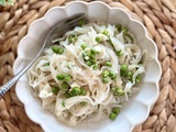 Tagliatelles de Konjac, petits pois et feta
