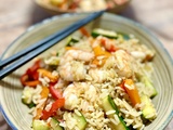 Wok de crevettes aux légumes et riz
