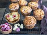 Muffins au chocolat blanc et aux framboises