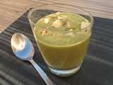 Verrine de soupe froide aux courgettes et curry pour le concours « j’aime le vert » par Hélène